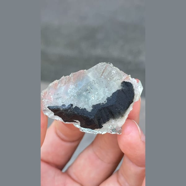 Clear apple green seaweed fluorite from Hunan — detail view