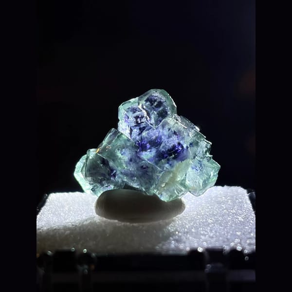 Apple-green floater phantom fluorite — complete view