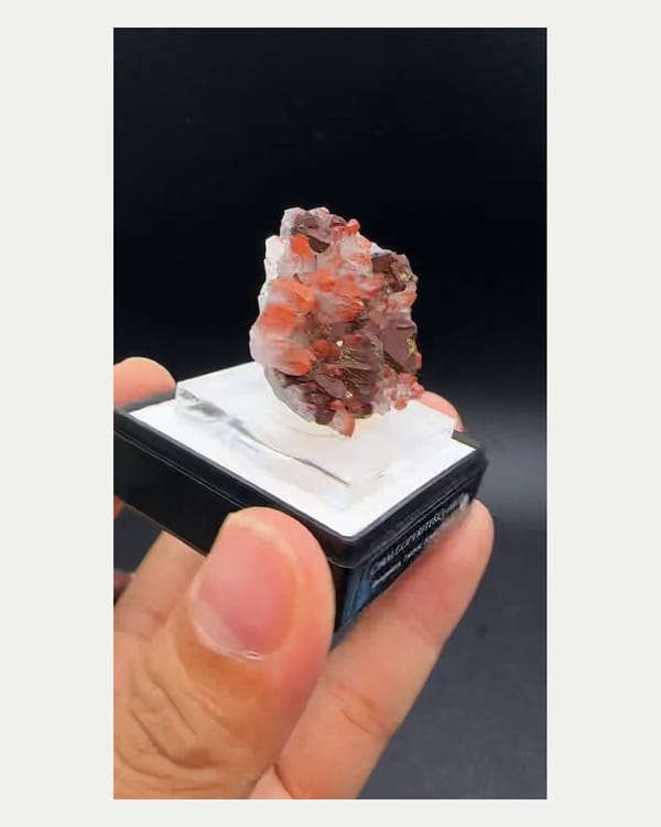 Complete opposite side view of red quartz and chalcopyrite