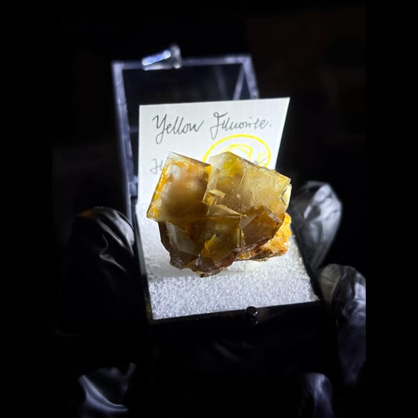 Honey-yellow fluorite cubes from Huairou — detail view