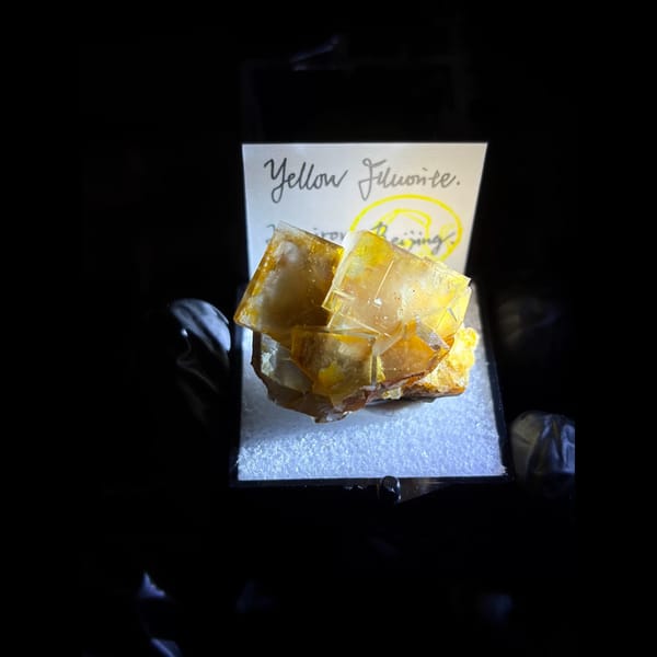 Honey-yellow fluorite cubes from Huairou — detail view