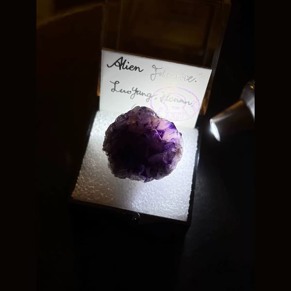 Deep purple Luoyang alien fluorite — detail view