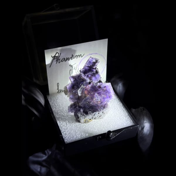 Violet phantom fluorite with pink core — alternate view