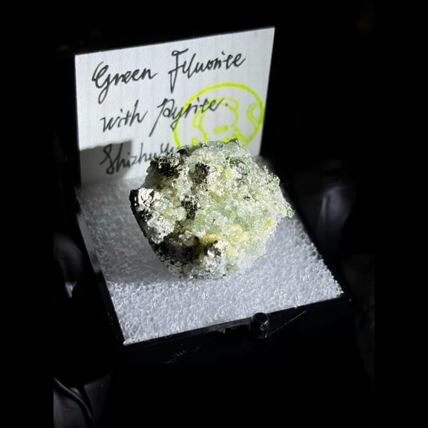 Mint-green fluorite with pyrite — alternate view