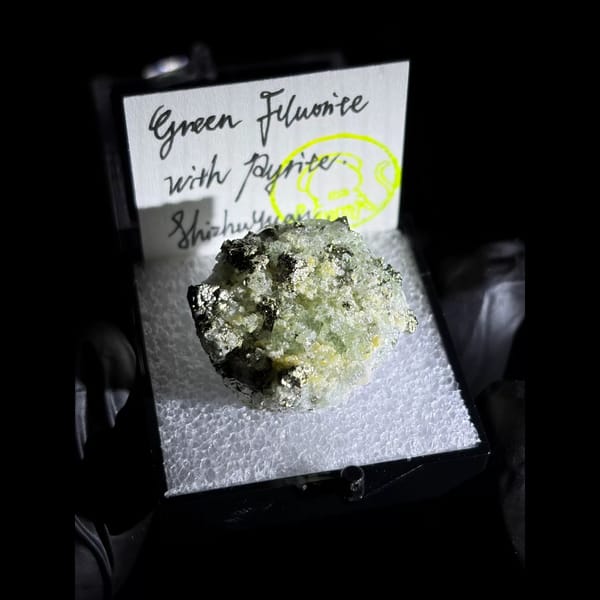 Mint-green fluorite with pyrite — alternate view