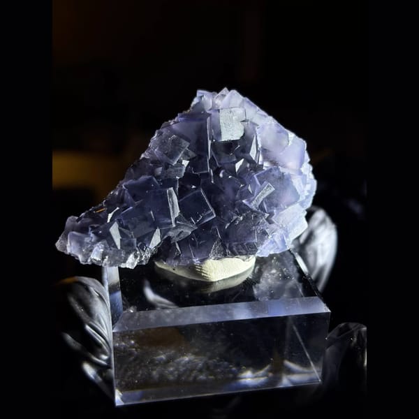 Black porcelain blue fluorite from Weishan — alternate view