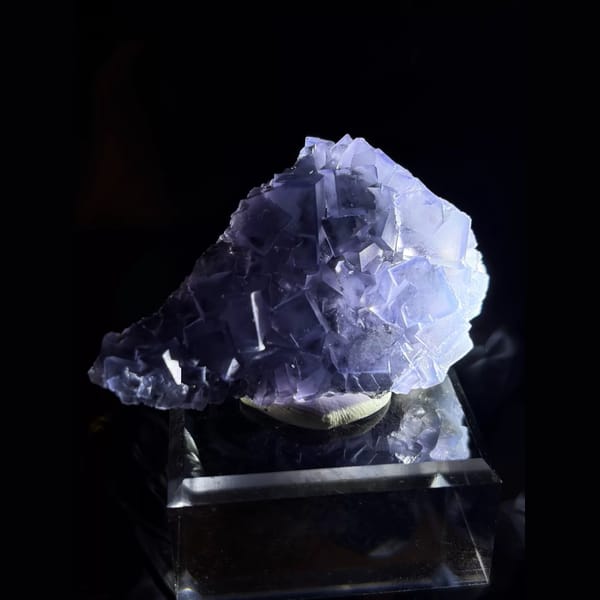 Black porcelain blue fluorite from Weishan — detail view