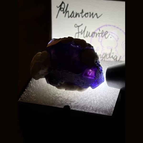 Etched octahedral phantom fluorite from Yindu — alternate view