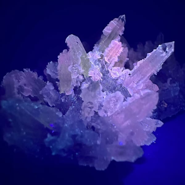 Quartz Cluster with Petal Calcite and Scheelite Yaogangxian 11.1 cm — alternate view