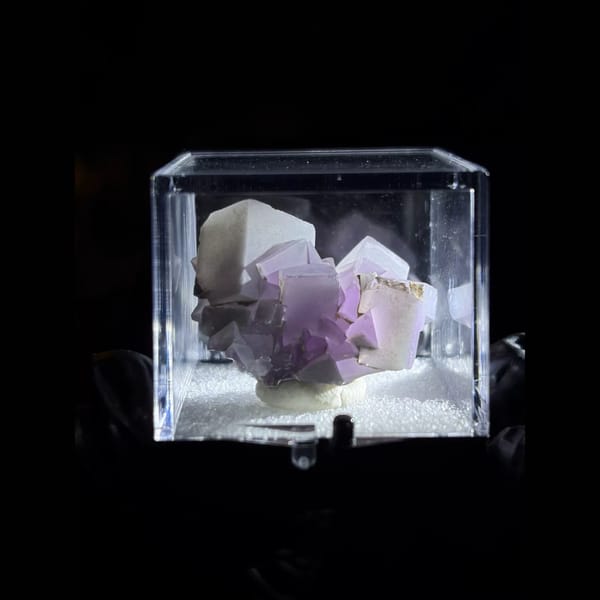 Porcelain-coated purple fluorite from Weishan — detail view