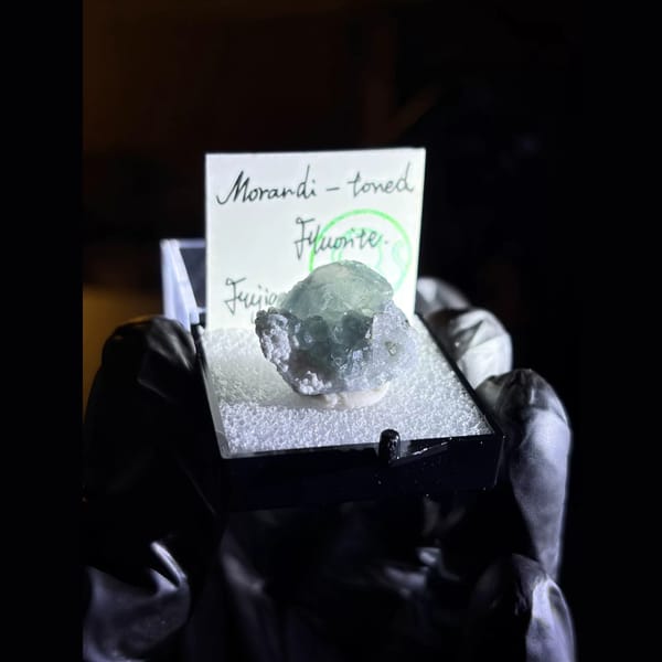 Morandi green stepped fluorite from Fujian — alternate view