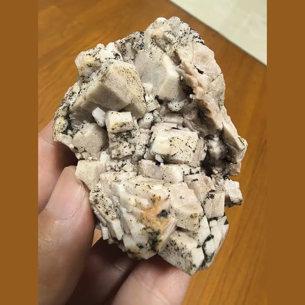 Feldspar cluster with epidote — complete view
