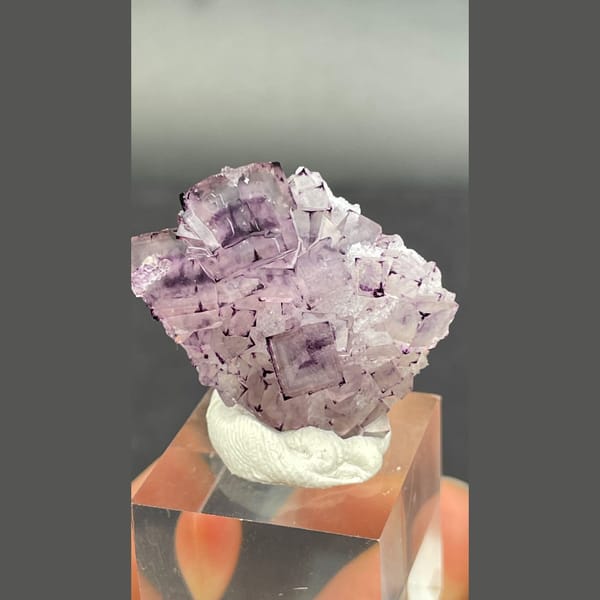 Lilac phantom fluorite with purple corners from Luoyang — complete view