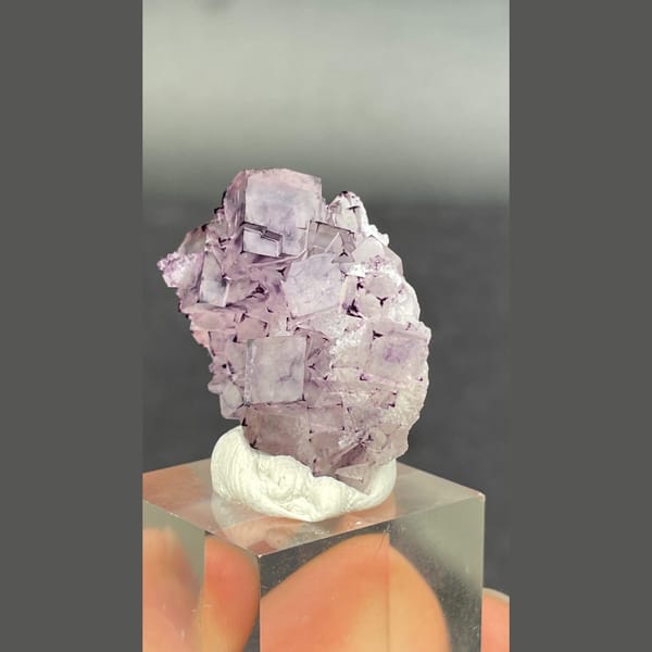 Lilac phantom fluorite with purple corners from Luoyang — detail view