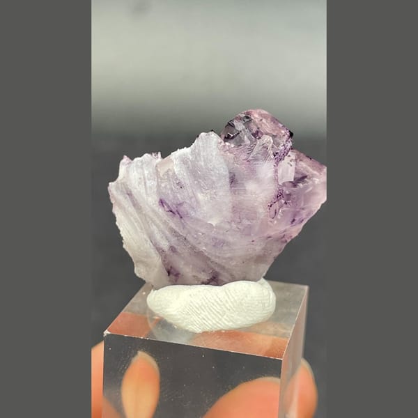 Lilac phantom fluorite with purple corners from Luoyang — detail view