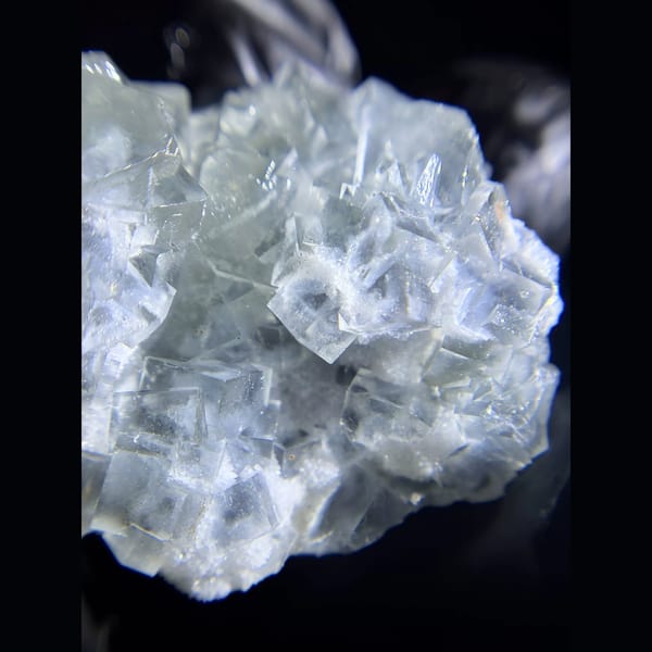 Glassy clear fluorite from Shizhuyuan — detail view