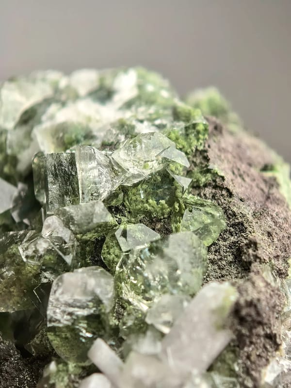 Green Phantom Apophyllite with Zeolite — India — individual mineral specimen view 2