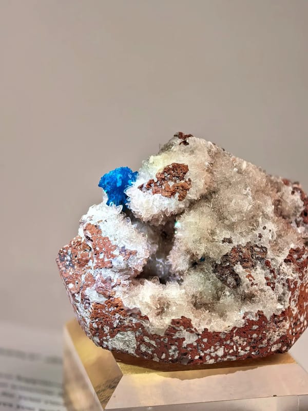 Blue Cavansite on White Zeolite Geode — India — individual mineral specimen view 2