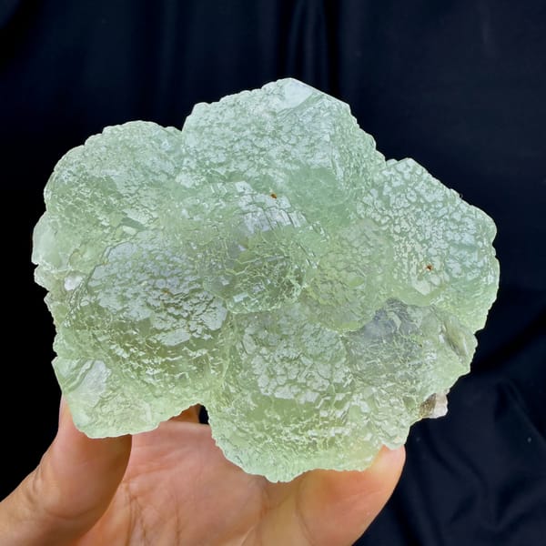 Chunky translucent mint green fluorite from Guangdong — complete view