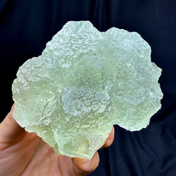 Chunky translucent mint green fluorite from Guangdong — detail view