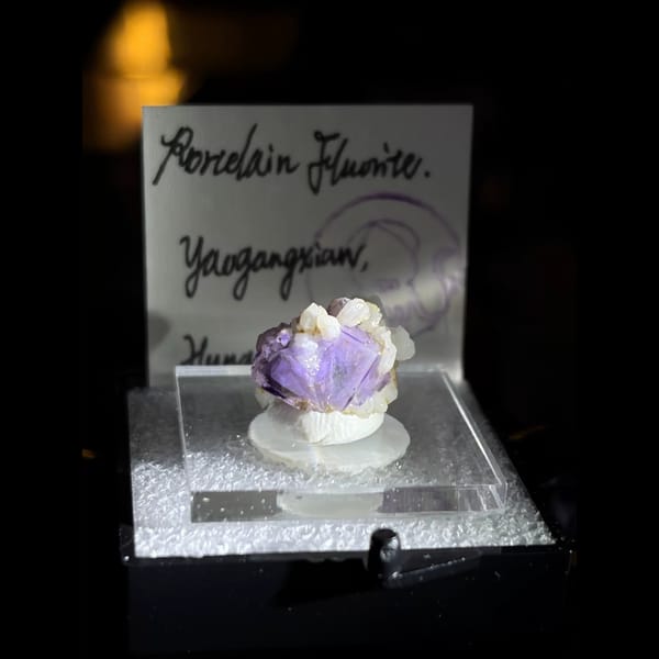 Porcelain fluorite with purple frame from Yaogangxian — alternate view