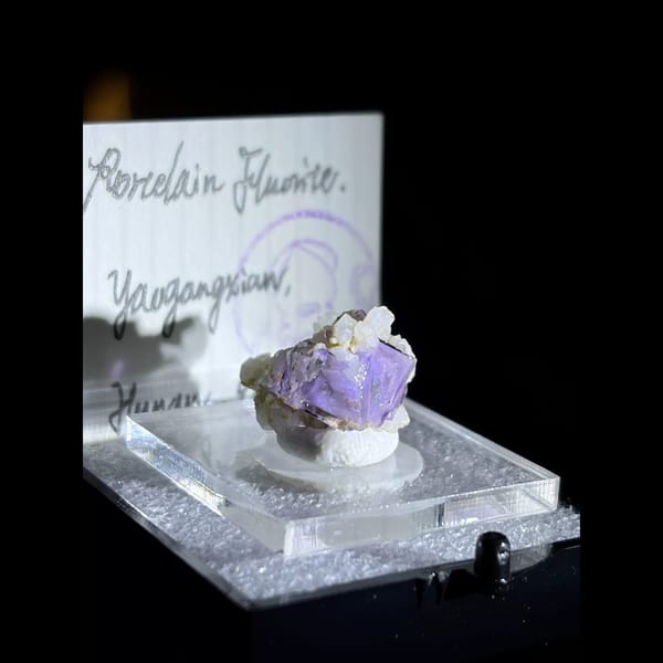 Porcelain fluorite with purple frame from Yaogangxian — alternate view