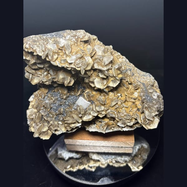 Large plate of sugary calcite pseudomorphs from Longyan, Fujian — alternate view