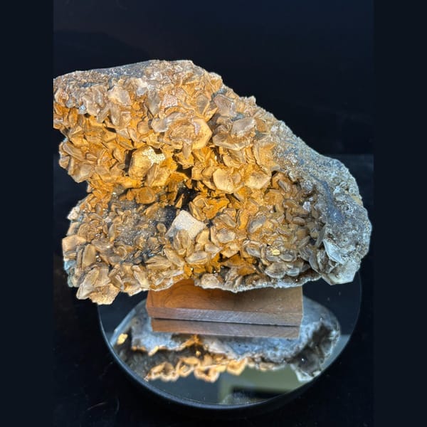 Large plate of sugary calcite pseudomorphs from Longyan, Fujian — alternate view