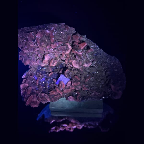 Large plate of sugary calcite pseudomorphs from Longyan, Fujian — detail view