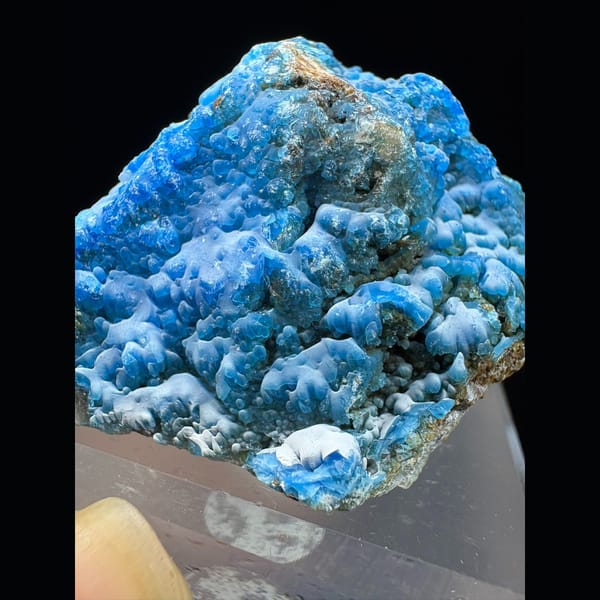 Deep blue bubbly allophane from Qinglong, Guizhou — alternate view