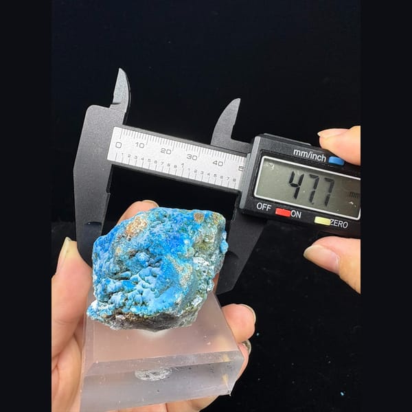 Deep blue bubbly allophane from Qinglong, Guizhou — detail view