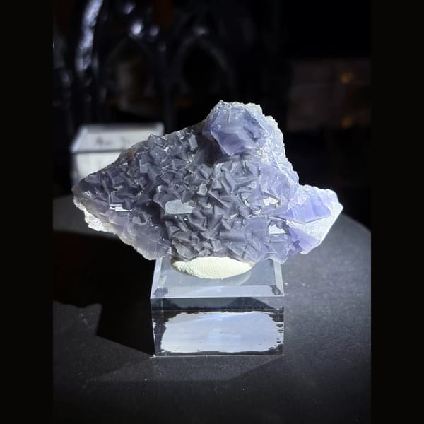 Porcelain-textured blue fluorite from Weishan — detail view