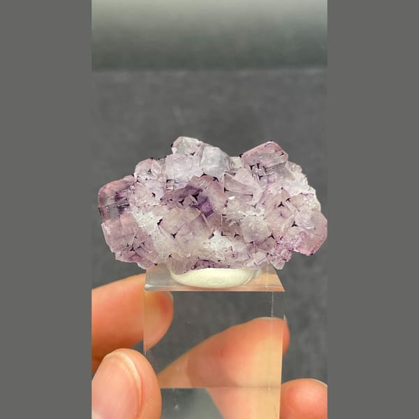 Pale lilac phantom fluorite with violet corners from Luoyang — complete view