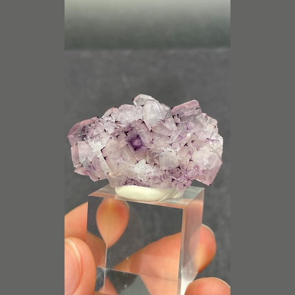 Pale lilac phantom fluorite with violet corners from Luoyang — alternate view