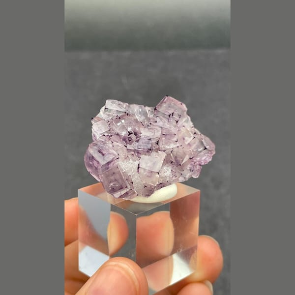Pale lilac phantom fluorite with violet corners from Luoyang — alternate view