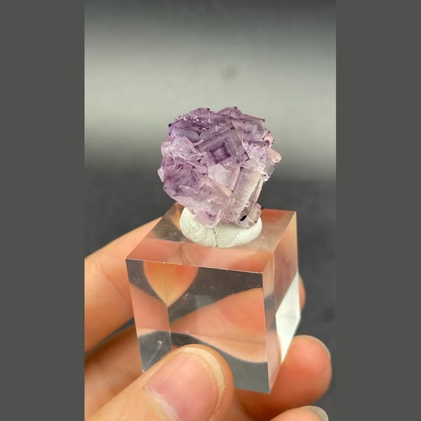 Geometric phantom purple fluorite from Henan — detail view