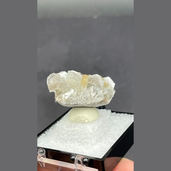 Scheelite with mica from Xuebaoding — detail view