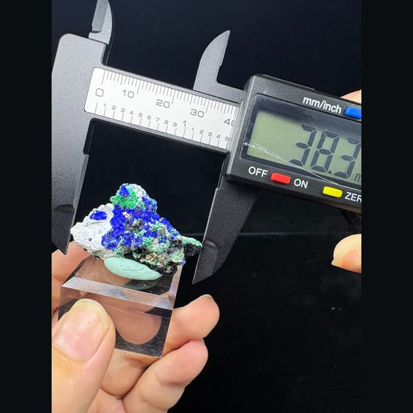 Deep blue azurite with green malachite on matrix — alternate view