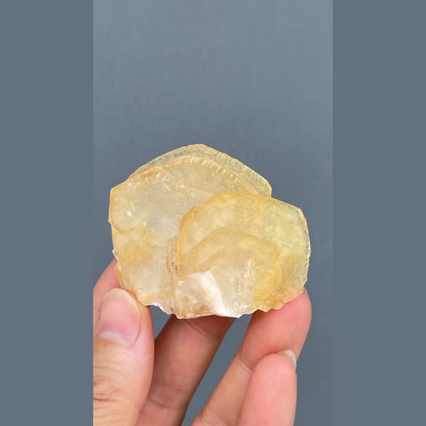 Honey yellow calcite with growth lines from Qingyuan — detail view