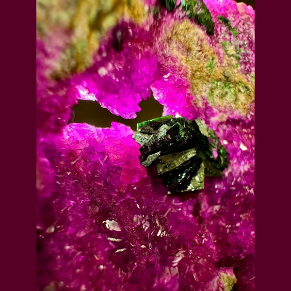 Cobaltoan Calcite with Libethenite DR Congo 4.3 cm — alternate view