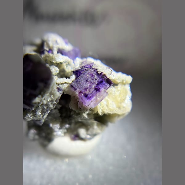 Purple fluorite with muscovite from Yaogangxian — alternate view