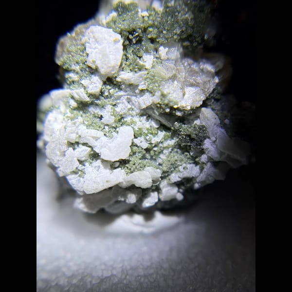 Fluorite with bismuthinite from Yaogangxian — detail view
