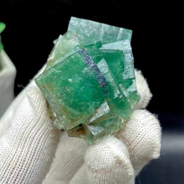Translucent green fluorite cubes from Hebei — alternate view