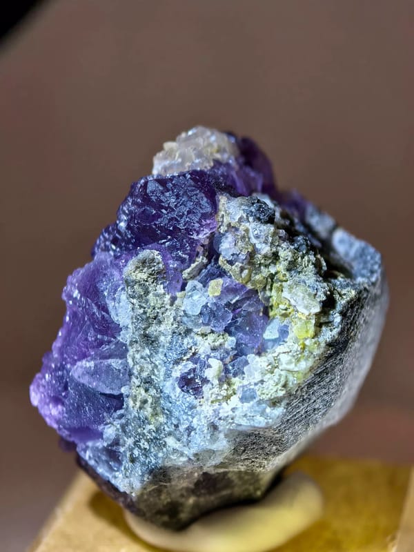 Deep Purple Fluorite with Calcite — Shangbao, Hunan — individual mineral specimen view 2