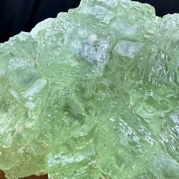 Large glassy light green fluorite cluster from Guangdong — alternate view
