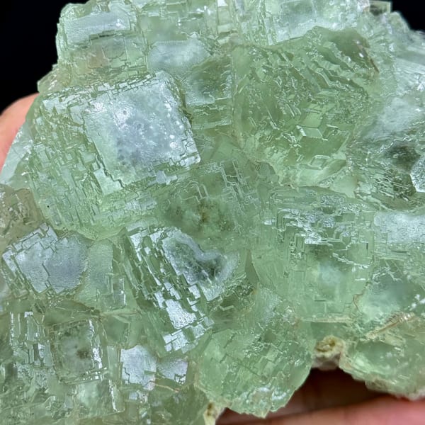 Large glassy light green fluorite cluster from Guangdong — alternate view