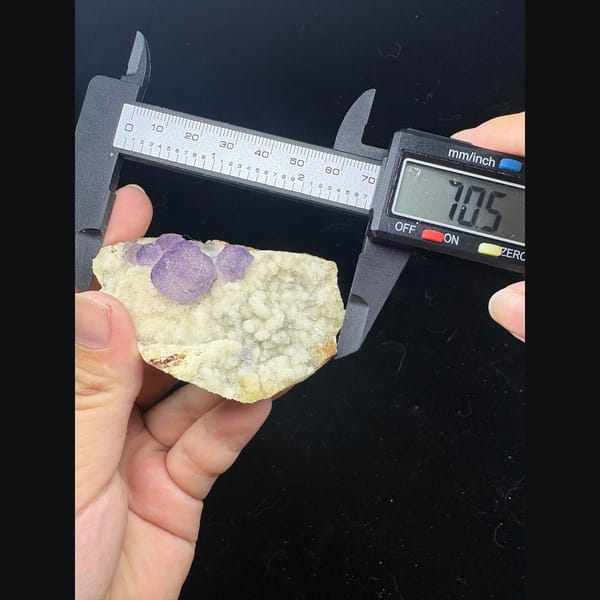 Lavender purple fluorite on white sugary quartz from Qinglong — alternate view