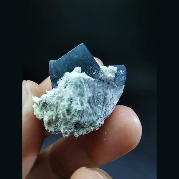 Deep blue-grey Morandi fluorite — alternate view