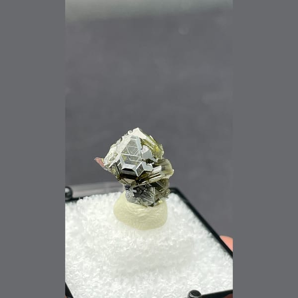 Small bright metallic sphalerite cluster from Bulgaria — alternate view