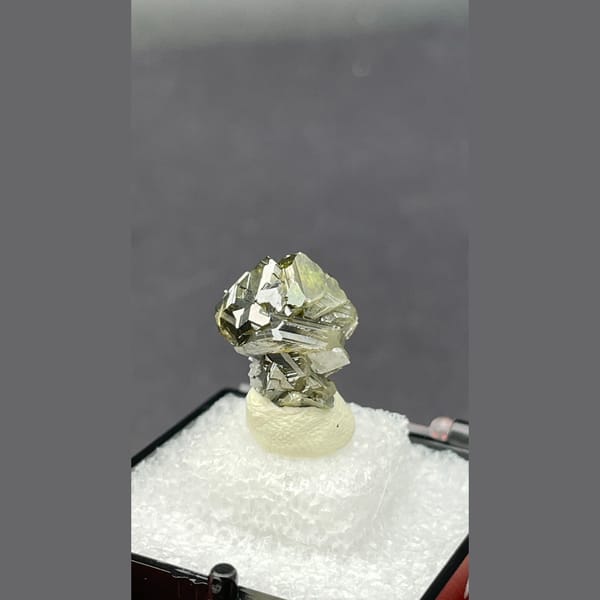 Small bright metallic sphalerite cluster from Bulgaria — detail view
